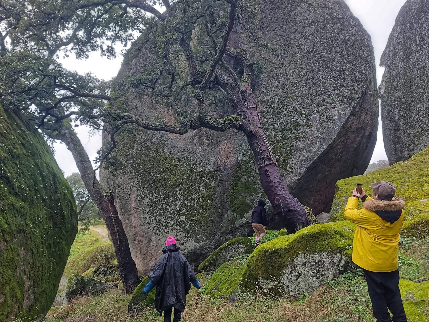 Travellers exploring geological formations